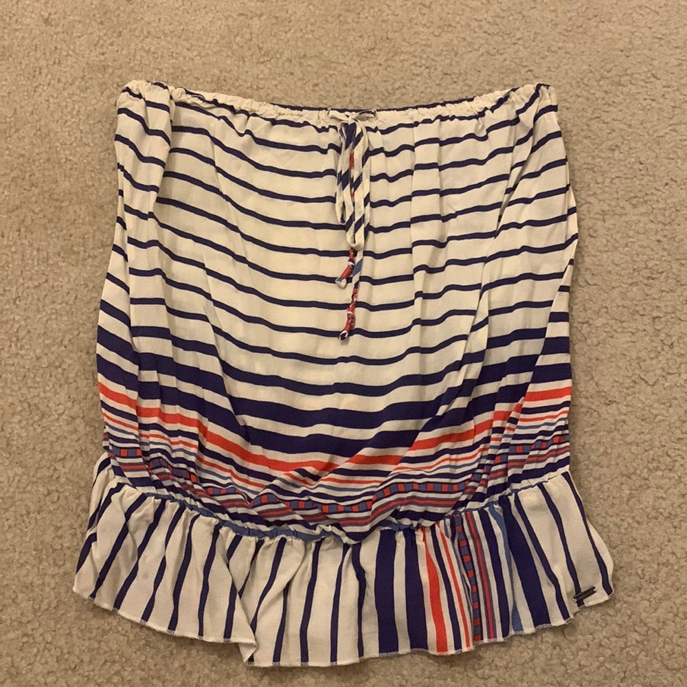 Garage striped flowy tube top